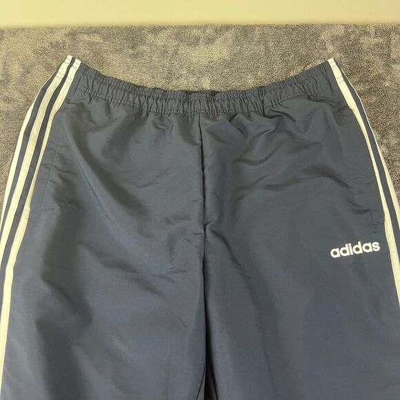 Adidas Windbreaker Joggers Men's L Navy Blue Track Pants Tapered Leg Pockets - Picture 2 of 12